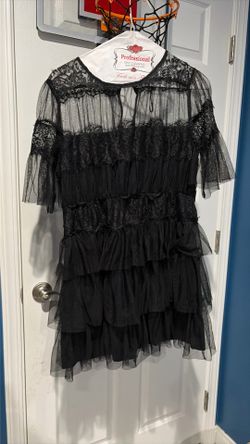 Zara size large tulle black top with lace
