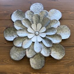 Vintage Pottery Barn Galvanized Floral Wall Decor