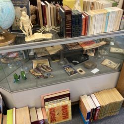 Display Case Vintage With Glass Pedestal Shelf 