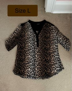 Cheetah Brown/Black Top $5