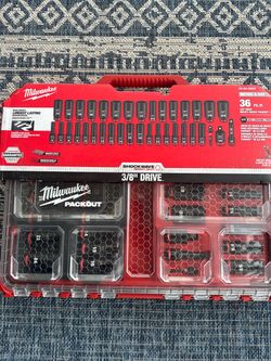 MILWAUKEE * SHOCKWAVE Impact-Duty 3/8 in. Drive Metric and SAE Deep Well Impact PACKOUT Socket Set (36-Piece)