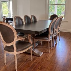 Restoration Hardware Leather Round back vintage chairs 8