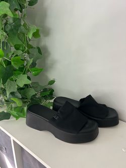 ZARA Black Platform Slide Sandals 6.5