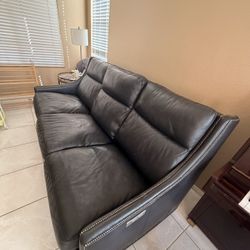 Genuine Leather Power Reclining Sofa Set – Like New