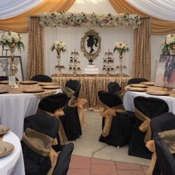 Graduation Backdrop And Decorations/ Canopy/ Drapes/ Chairs And Tables/ Party/ Decorations