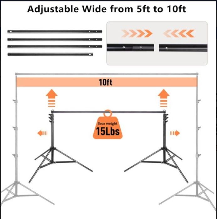 Backdrop Stand 8.5x10ft Adjustable Photo Studio Stand for Parties & Events