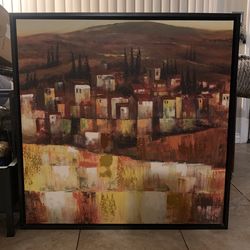 Nice Painting Frame Decor Little Town Good For Living Room Area