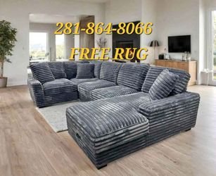 New Gray Corduroy Modular Sectional Sofa