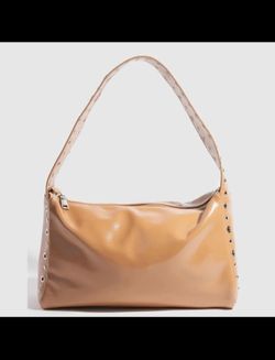 Tan or Ivory Glossy Baguette Shoulder Bags