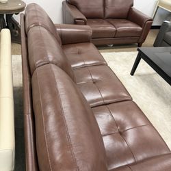 100% Real Leather Sofa-Brayna