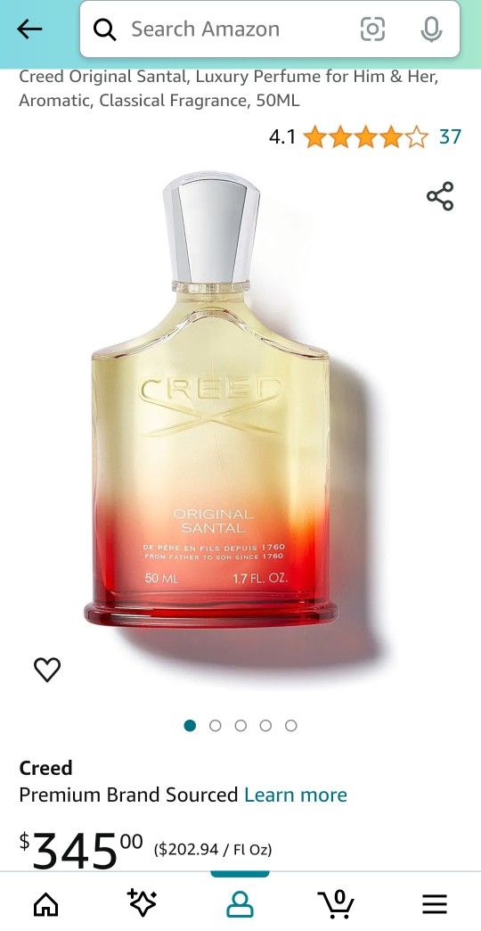 Creed Original Santal $345 MSRP Perfume Fragrance 50ML/1.7 Fl OZ