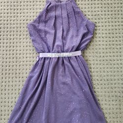 BCX Design Purple Lavender Sparkling Mini Dress With Jewels Belt, Size S