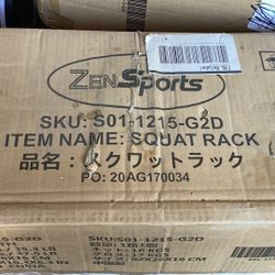 ZenSports S01-1215-G2D Black Steel Squat Rack Adjustable Barbell Free-press Bench, Black 550 lb