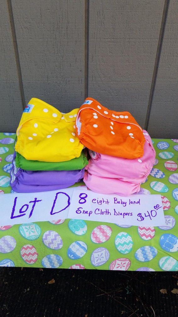 Eight Babyland Cloth Diapers 