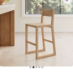 SET OF 2 BAR CHAIRS OAK WOOD