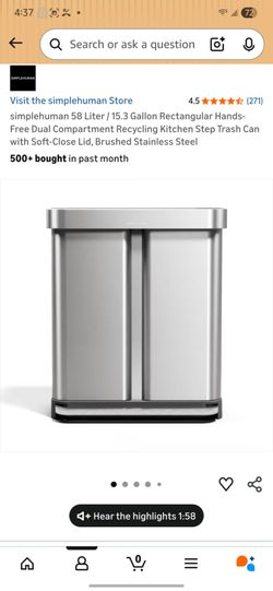 Simple human 58L Rectangular Recycling Trash Can