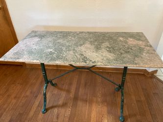 Marble Top Table with Cast Iron Base