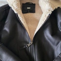 NEW DKNY Women Faux-Fur Sherling Lined Hooded Black Jacket Coat -    Size SMALL