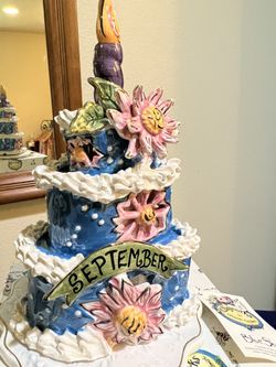 Glazed Ceramic Bday Oct & Sep Tea lights 