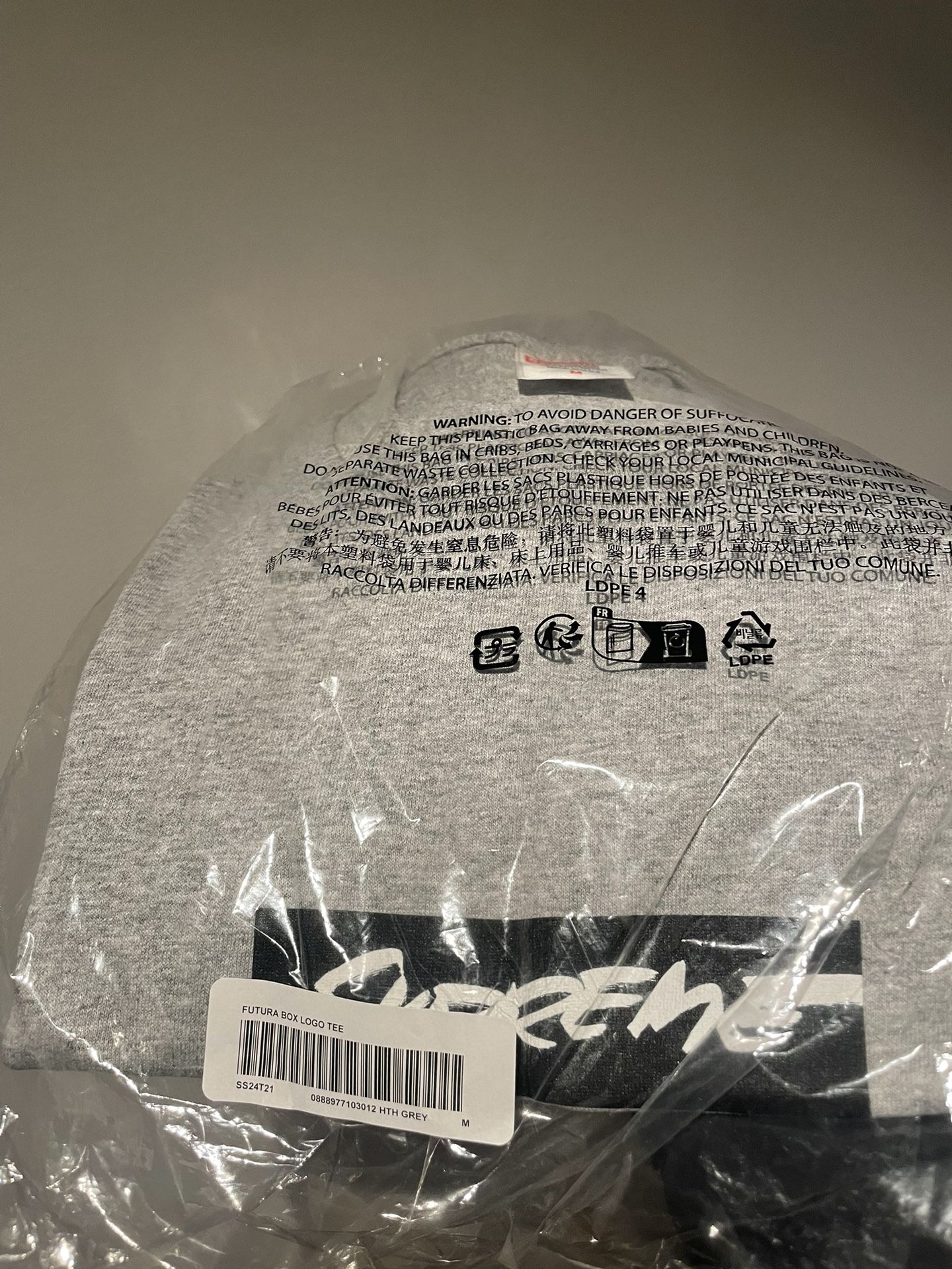 Supreme Futura Box Logo Tee Sz M Grey