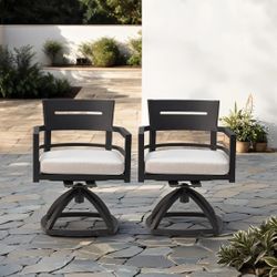 Newly Assembled Set of 2 Aluminum Swivel Rocker Chairs, Outdoor Dining Chair with Cushions