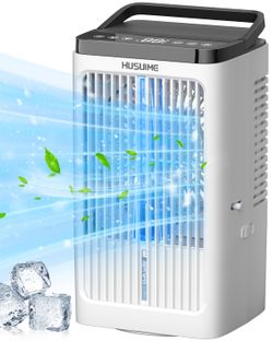 Portable Air Conditioners, Evaporative Air Cooler with 4 Wind Speeds & 2 MIst Modes, 8H Timer, 7 Color Light Air Conditioner Portable for Room Car Off