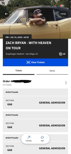 Zach Bryan GA Floor ticket at Snapdragon Stadium