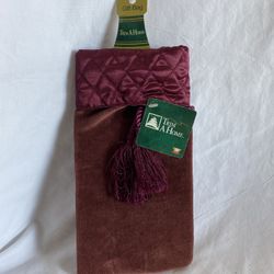 New Burgundy Red Christmas Gift Bag Wine Sack Alcohol Bottle Quilted Diamond Tassel Drawstring