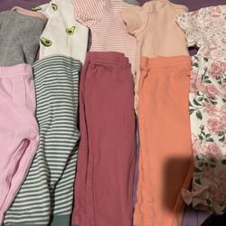 Baby Girl Short Sleeve Onesies With Pants 