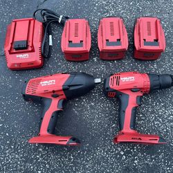 Hilti Tools Impact Wrench 1/2 And Impact Drill hammer and Charger and Battery And Everything All Work 