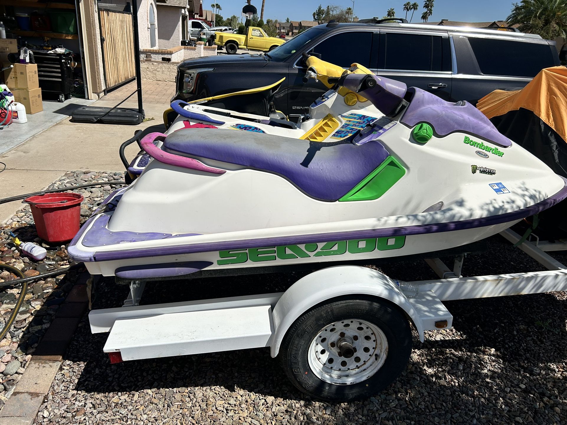 3 Seadoo Jet Skis With Trailer