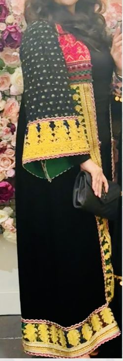 Elegant Traditional Afghan Velvet Dress with Hand Embroidery