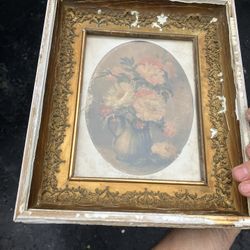 Vintage W E Powell Floral Print Peonies Lithograph