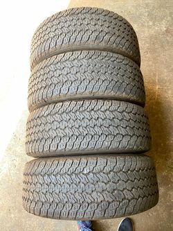 4) 255/65/17 Goodyear Wrangler All Terrain Adventure Kevlar Tires. Tread measures 6/32 DOT 1422 $295 for 4 I carry other sizes as well