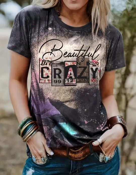 BEAUTIFUL CRAZY, COUNTRY MUSIC SONG, LICENSE PLATE T-SHIRT.