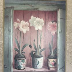 Pastel Flowers On Wood