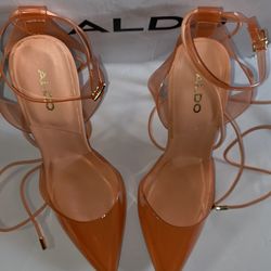 ALDO TILAH PEACH HEELS Size 7.5 