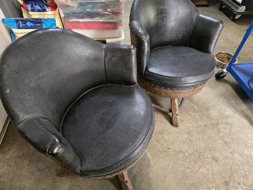 Wine Barrel Leather Chairs