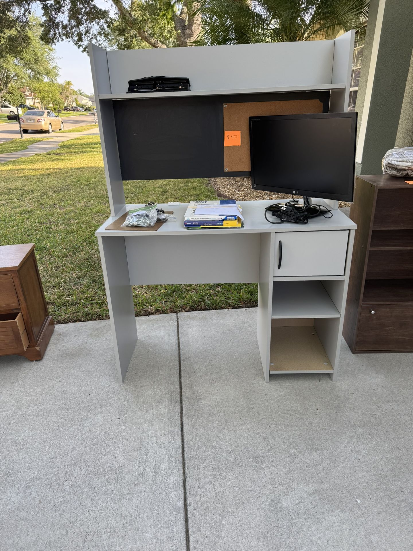 Desk , Student , Color Gray With Chair