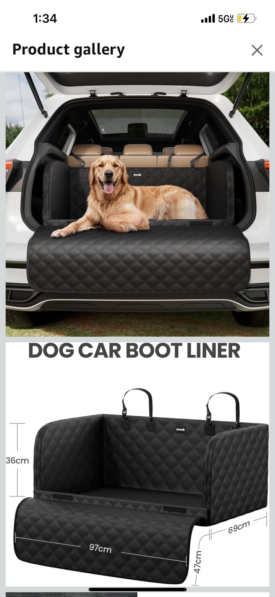 Pecute SUV Cargo Liner for Dogs, Water Resistan Pet Trunk Cover with Soft Cushion, Non-Slip Dog Back Seat Mat for SUVs Sedans with Bumper Flap Protect