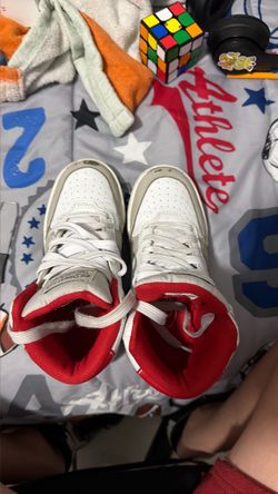 White and Red High-Top Sneakers