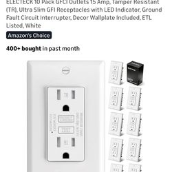 10 OUTLETS TAMPERED RESISTANT GF3  15A TR 10 tomacorrientes con cortacorriente a 15 amperes  Nuevos