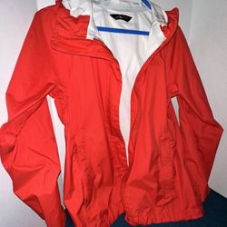 North Face Waterproof Jacket Women’s Medium Red Hibiscus Dryvent Zip/Velcro Hooded