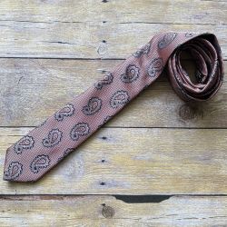 Adolfo Men's Slim Paisley Necktie and Pocket Square Set, Burgundy and Black, 100