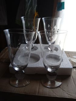 Set de 4 copas con pedestal de cristal princess house nuevo en caja precio firme 35