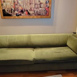 Beautiful Kale Green Velvet Sofa - Mercer 41