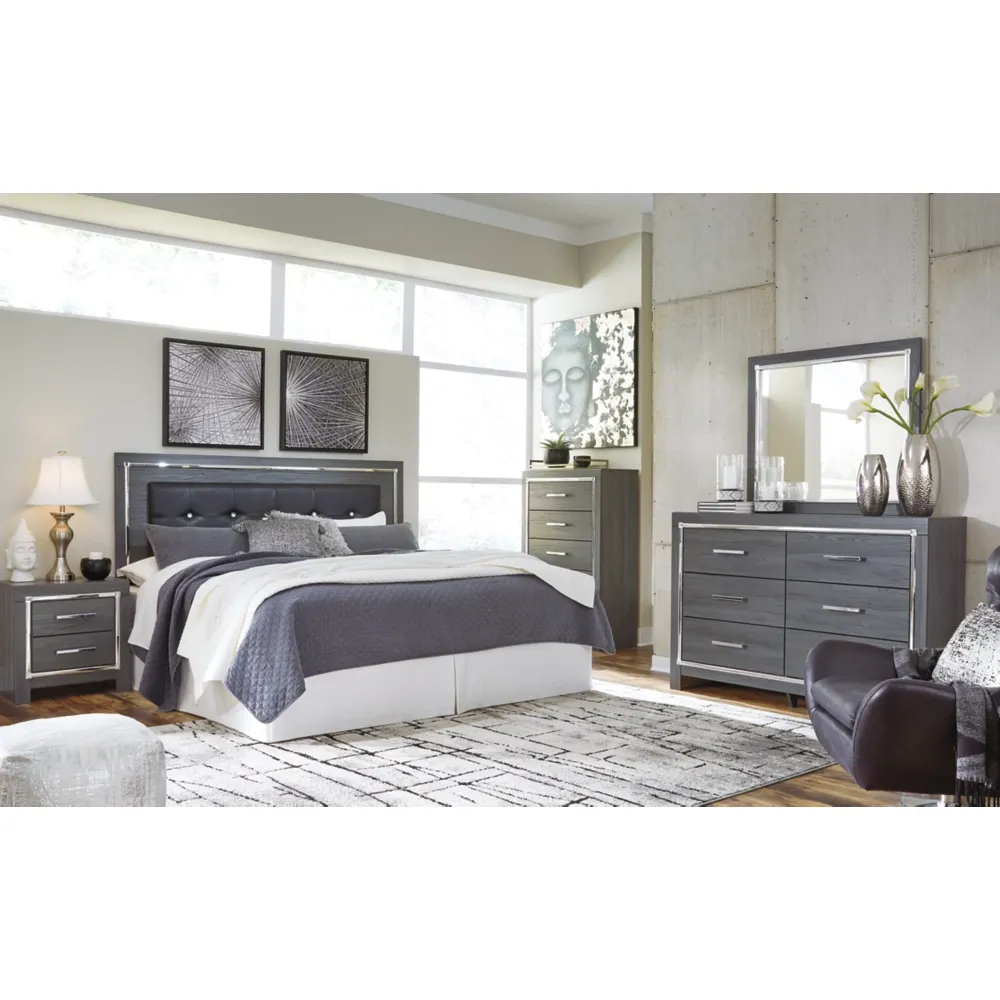 Lodanna King/California King Upholstered Panel Headboard Bed with Mirrored Dresser Unbelievable Quality
