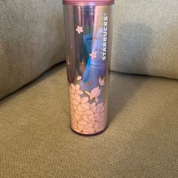 16oz Starbucks Coffee Cup. Pink Florals And Butterflies 