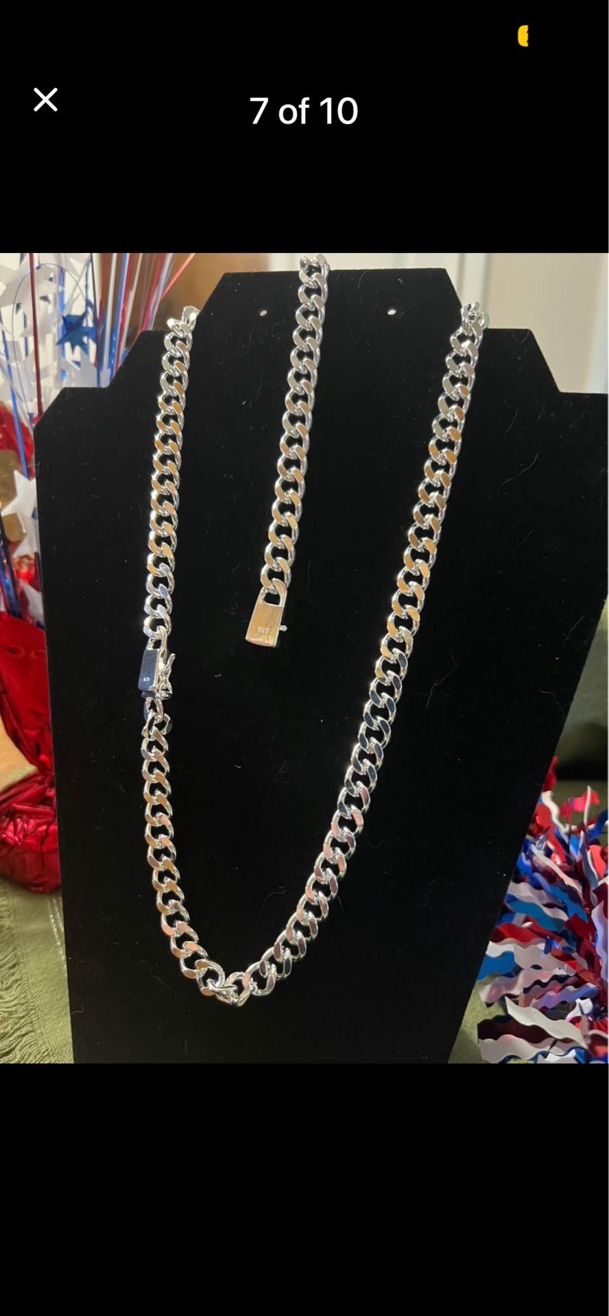 Sterling Italian Cuban chain and bracelet