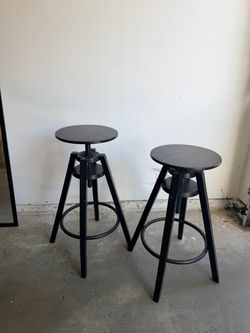 Set of 2 Black Adjustable Bar Stools
